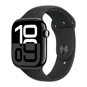 Apple Watch Series 10 GPS with Sport Band - M/L (46mm Retina LTPO3 OLED Display, Jet Black Aluminium Case)