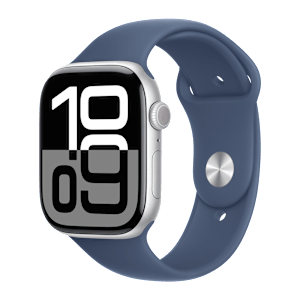 Apple Watch Series 10 GPS with Sport Band - M/L (46mm Retina LTPO3 OLED Display, Silver Aluminium Case)