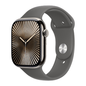 Apple Watch Series 10 GPS+Cellular with Sport Band - M/L (46mm Retina LTPO3 OLED Display, Natural Titanium Case)