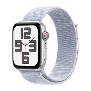 Apple Watch SE GPS+Cellular with Blue Cloud Sport Loop (44mm Retina LTPO OLED Display, Silver Aluminium Case)