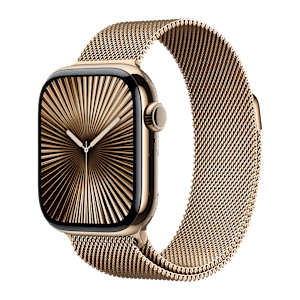 Apple Watch Series 10 GPS+Cellular with Milanese Loop (42mm Retina LTPO3 OLED Display, Gold Titanium Case)