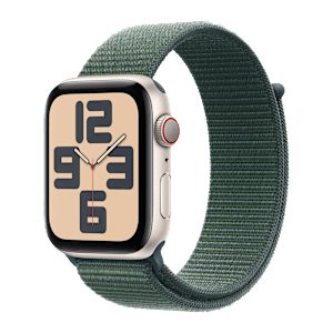 Apple Watch SE GPS+Cellular with Lake Green Sport Loop (44mm Retina LTPO OLED Display, Starlight Aluminium Case)