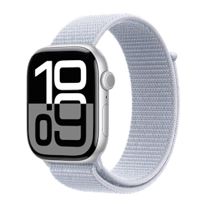 Apple Watch Series 10 GPS+Cellular with Sport Loop (46mm Retina LTPO3 OLED Display, Silver Aluminium Case)