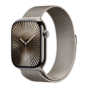 Apple Watch Series 10 GPS+Cellular with Milanese Loop - S/M (46mm Retina LTPO3 OLED Display, Natural Titanium Case)