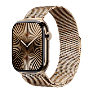 Apple Watch Series 10 GPS+Cellular with Milanese Loop - M/L (46mm Retina LTPO3 OLED Display, Gold Titanium Case)