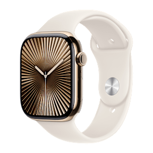 Apple Watch Series 10 GPS+Cellular with Sport Band - M/L (46mm Retina LTPO3 OLED Display, Gold Titanium Case)