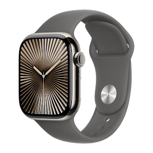 Apple Watch Series 10 GPS+Cellular with Sport Band - S/M (42mm Retina LTPO3 OLED Display, Natural Titanium Case)