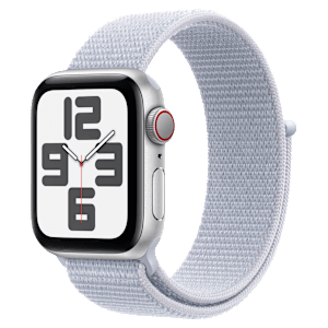 Apple Watch SE GPS+Cellular with Blue Cloud Sport Loop (40mm Retina LTPO OLED Display, Silver Aluminium Case)