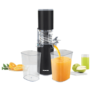 BOROSIL BSJU13WB01 130 Watt 2 Jars Cold Press Juicer (55 RPM, Slow Squeeze Juicing Technology, Black)