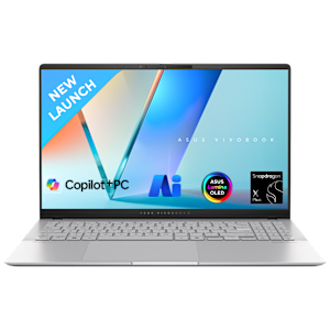 ASUS Vivobook S 15 Snapdragon X Plus X1P 42 100 Thin & Light Laptop (16GB, 1TB SSD, Windows 11 Home, 15.6 inch OLED Display, MS Office 2021, Cool Silver, 1.42 KG)