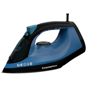 Crompton FabrimaX Plus 1250 Watts 200ml Steam Iron (6 Fabric Settings, Black and Blue)