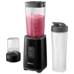 PHILIPS HR2603/90 350 Watt 3 Jars Blender (Heat Resistant Glass Container, Black)