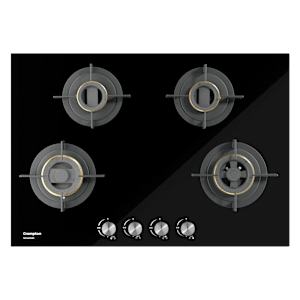 Crompton Sensosafe Toughened Glass Top 4 Burner Automatic Hob (Cast Iron Pan Support, Midnight Black)