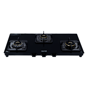 Croma Toughened Glass Top 3 Burner Gas Stove (HF Coated, Black)