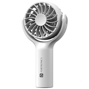 PORTRONICS Toofan Mini 7 Blade Rechargeable Personal Fan with 2000 mAh Battery (180 Degree Rotation, White)