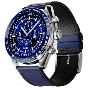 FIRE-BOLTT Moonwatch Smartwatch with Bluetooth Calling (36.3mm AMOLED Display, IP67 Water Resistant, Blue Strap)