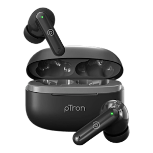 pTron Basspods Sync TWS Earbuds with Passive Noise Cancellation (IPX5 Water Resistant, Fast Charging, Black)