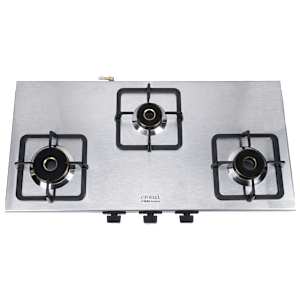 Croma 3 Burner Manual Gas Stove (Strong Anti-Skid Rubber Feet, Steel)