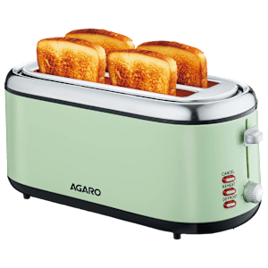 AGARO Royal 1450W 4 Slice Pop-Up Toaster with 7 Level Browning Controls (Green)