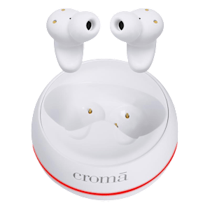 Croma TWS Earbuds with Active Noise Cancellation (IPX4 Water and Sweat Resistant, 10mm Driver, White)