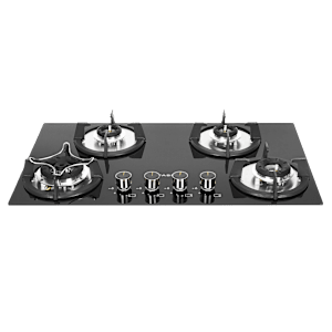 FABER SUPERIA HT764 BR AI Toughened Glass Top 4 Burner Automatic Gas Hob (Fully Concealed Drip Tray, Black)