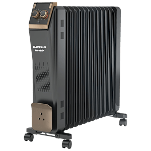 HAVELLS Hestio Straight 2900 Watts PTC Fan Oil Filled Room Heater (Thermostatic Heat Control, GHROFDKK290, Black)