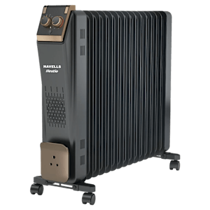 HAVELLS Hestio Straight 2900 Watts PTC Fan Oil Filled Room Heater (Thermostatic Heat Control, GHROFDLK290, Black)