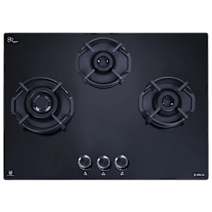 elica FLEXI HEXA 360 IND HD BRASS Glass Top 3 Burner Automatic Hob (Multi Flame Burner, Black)