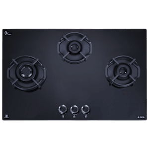 elica FLEXI HEXA 370 LOTUS IND HD Toughened Glass Top 3 Burner Automatic Hob (Multi Flame Burner, Black)