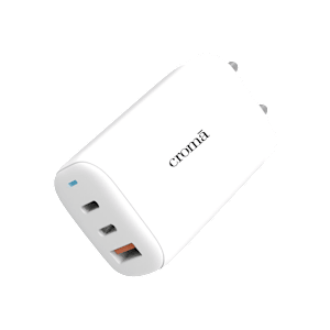 Croma 65W Type A & Type C 3-Port GaN Charger (Type C Cable, Over Voltage Protection, White)