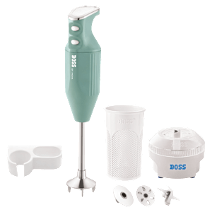 BOSS B146 275 Watt 2 Speed Hand Blender with 4 Attachments (Variable Speed Setting, Light Blue)