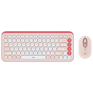 logitech POP Icon Wireless Keyboard & Mouse Combo (400DPI, Made with Recycled Plastic, Rose and Off White)