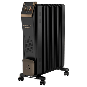 HAVELLS Hestio Straight 2400 Watts PTC Fan Oil Filled Room Heater (Thermostatic Heat Control, GHROFDIK240, Black)