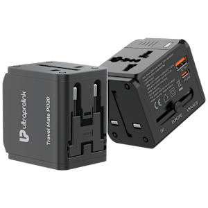 ultraprolink Travel Mate 4 Plugs Travel Adapter (With Dual USB Port, UM1189, Black)