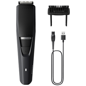 PHILIPS BT3302/15 Rechargeable Cordless Dry Trimmer for Beard and Body with 10 Length Settings for Men (60mins Runtime, Stainless Steel Blade, Black and Grey)