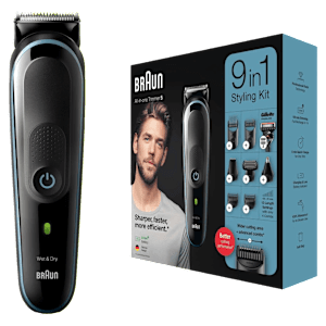 BRAUN MGK5380 9-in-1 Rechargeable Cordless Grooming Kit for Face, Hair, Ear, Nose & Body for Men (100mins Runtime, Quick Charging, Black)