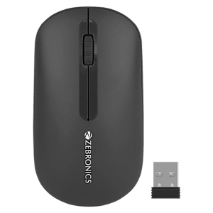 ZEBRONICS Zeb-Pulse Wireless Optical Mouse (1200 DPI, Dual Connectivity, Black)
