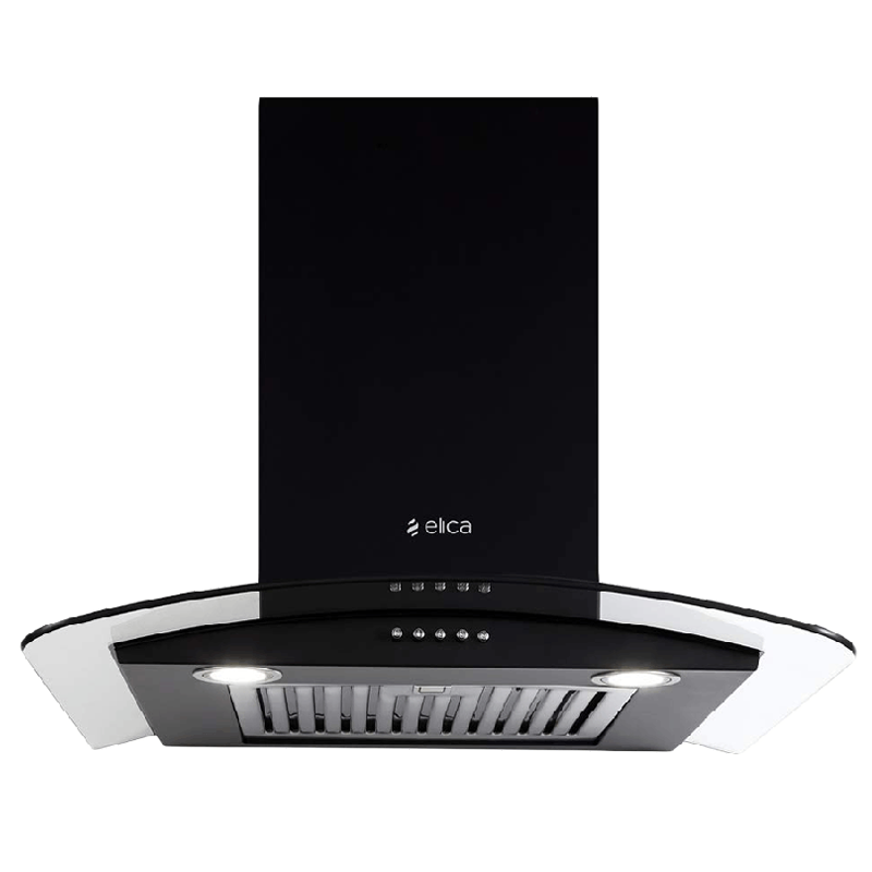 

Elica 1000 m³/hr 60cm Wall Mount Chimney (Push Button Control, Glace SF ETB LTW 60 Nero PB LED, Black), No color