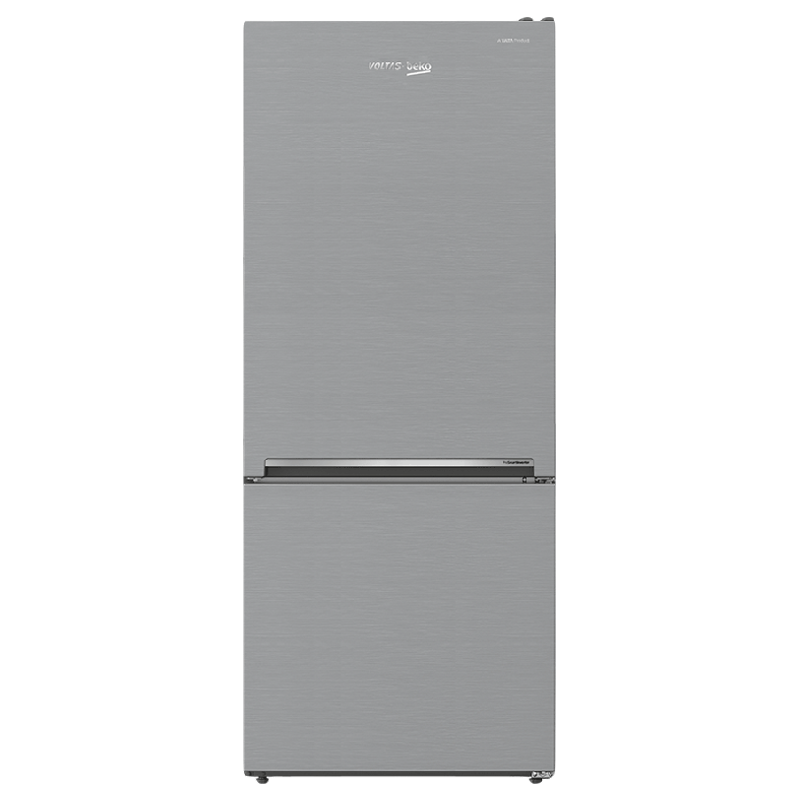 

Voltas Beko 415 Litres 3 Star Frost Free Double Door Inverter Bottom Mounted Refrigerator (RBM433IF, Silver), No color