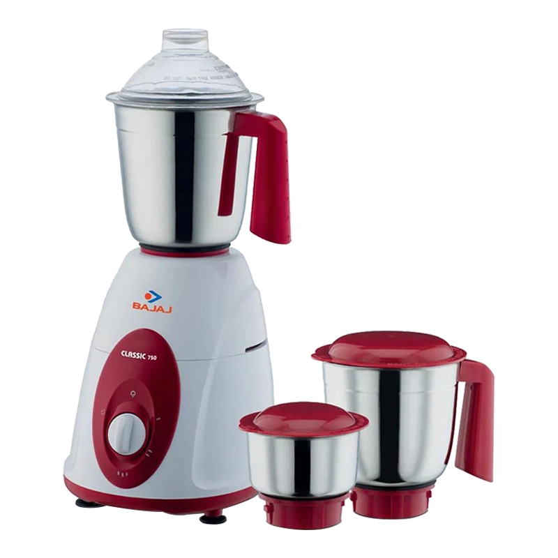 

Bajaj 750 Watt Mixer Grinder (Classic, White/Red), No color