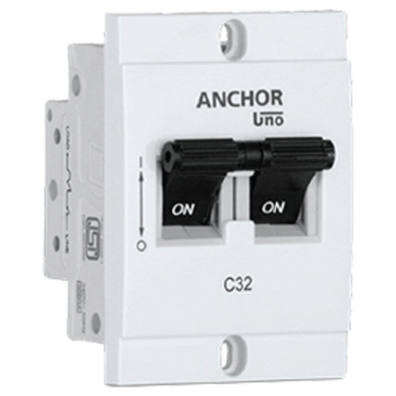 

Anchor Uno Mini 25A DP - C Type MCB (98250, White), No color