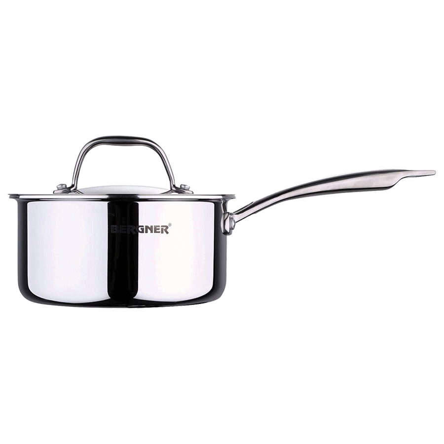 

Bergner Argent Triply 1.6 Litres Saucepan with Lid (BG-6327, Silver), No color