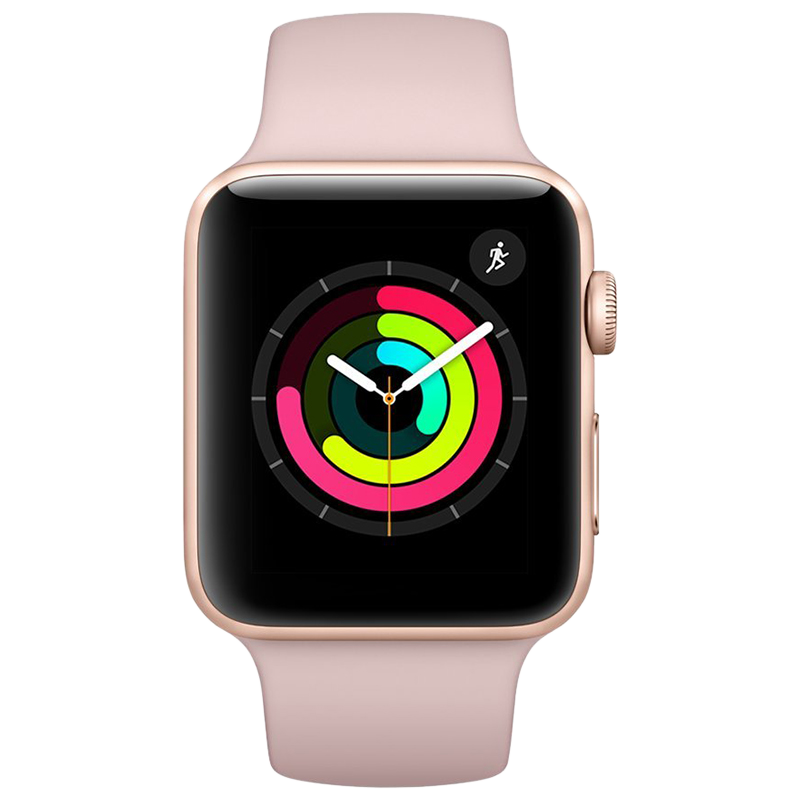 

Apple Watch Series 3 Smartwatch (GPS, 42mm) (Ambient Light Sensor, MQL22HN/A, Gold/Pink Sand, Silicone Sport Band), No color