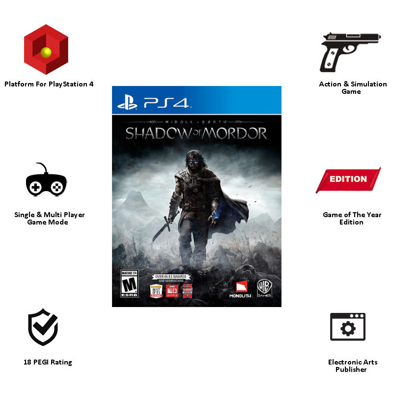 

PS4 Game (Middle Earth Shadow of Mordor), No color
