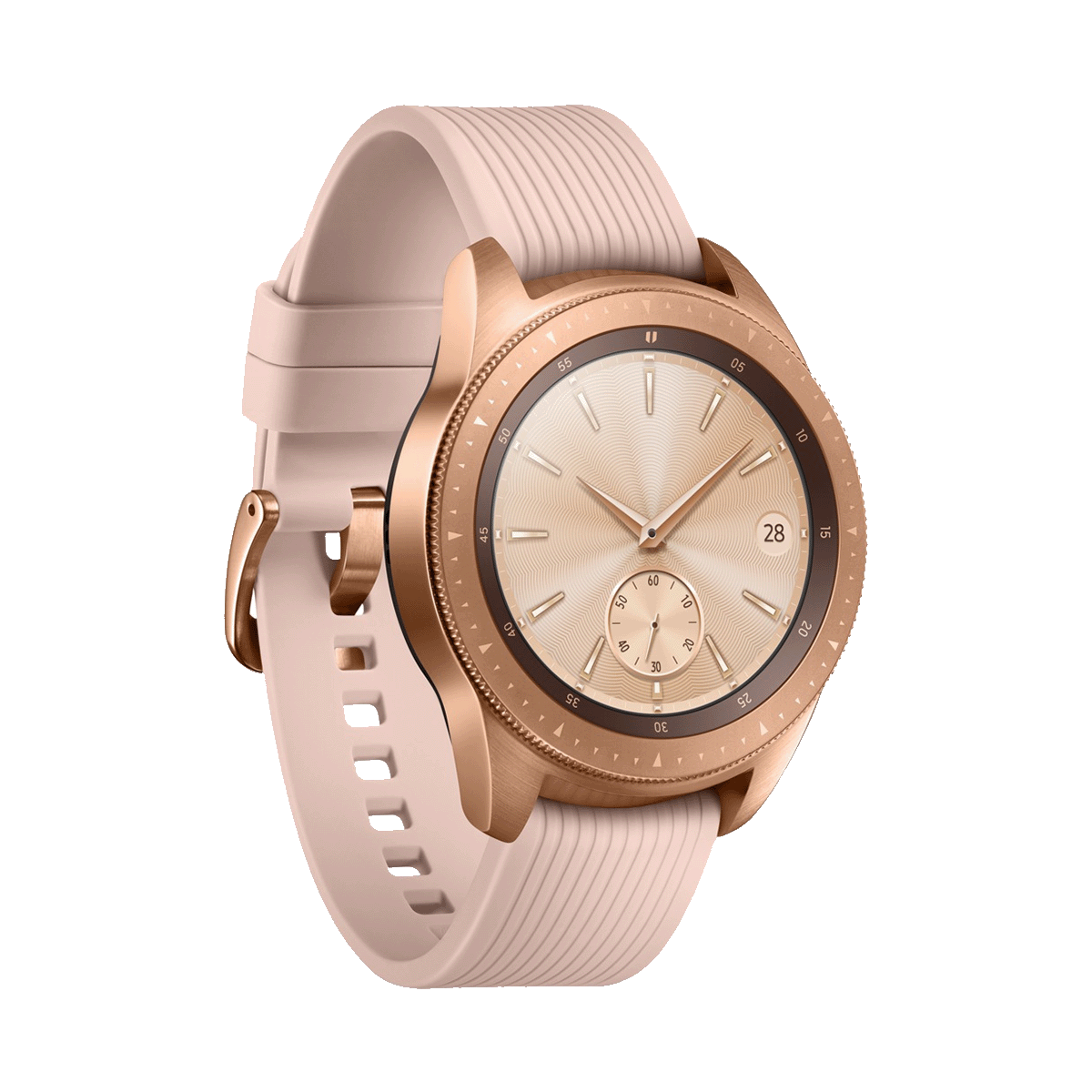 Buy Samsung Galaxy Smartwatch Gps Cellular 42mm Heart Rate Sensor Sm R815fzdainu Rose Gold Pink Silicone Band Online Croma