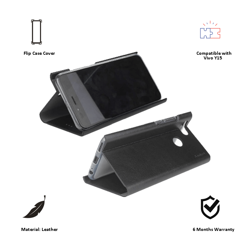 

Stuffcool 19.81 cm (7.8 inch) Flipit Wallet Type Flip Leather Case Cover for Vivo Y15 (FLPTVVY15-BLK, Black), No color