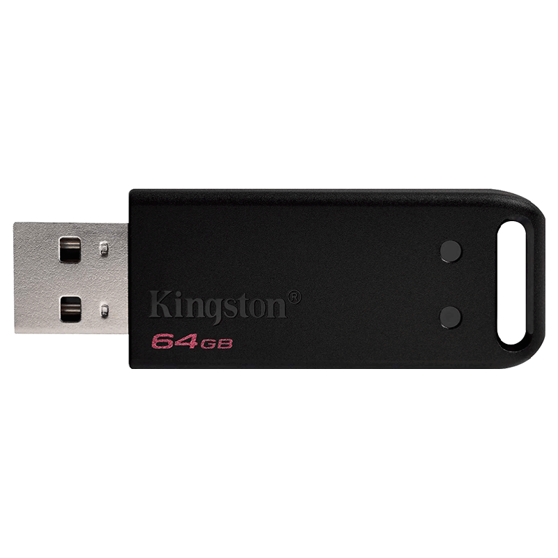 

Kingston Data Traveler 20 USB 2.0 64 GB Flash Drive (DT20/64GBIN, Black), No color