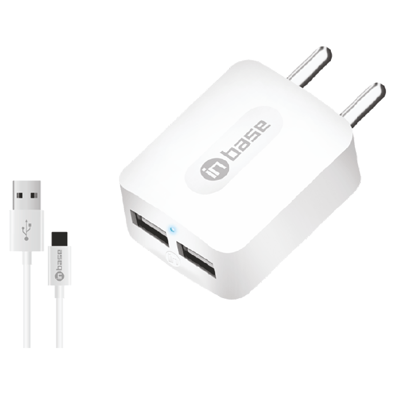 Inbase Dual USB Adapter with 3.1 A Micro Charging Cable (3.1AMICR, White)_1