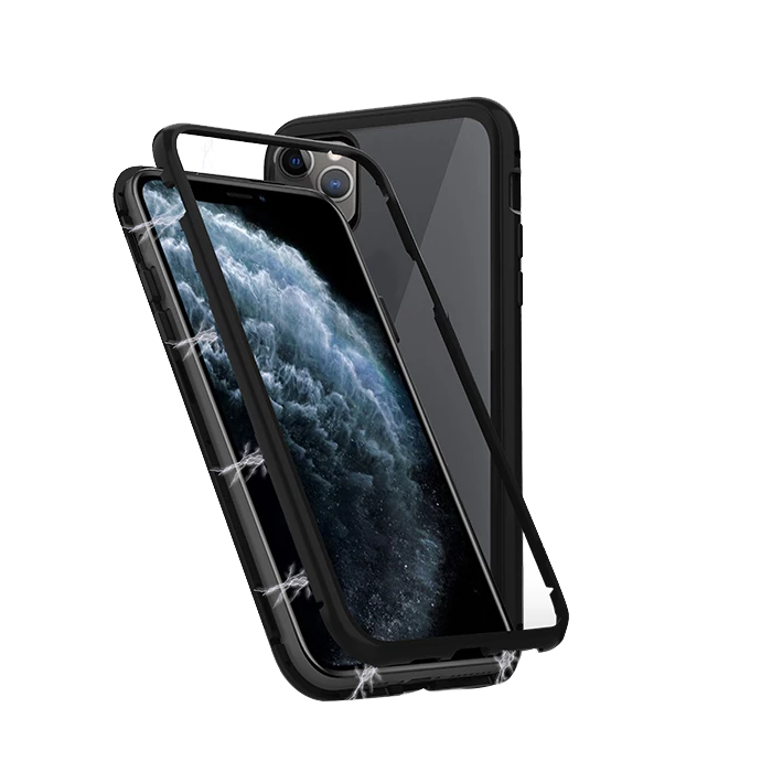 Cygnett Ozone 9H 19.55 cm (7.7 Inch) Magnetic Glass Full Body Case Cover for Apple iPhone 11 Pro (CY2937OZOMG, Black/Transparent)_1