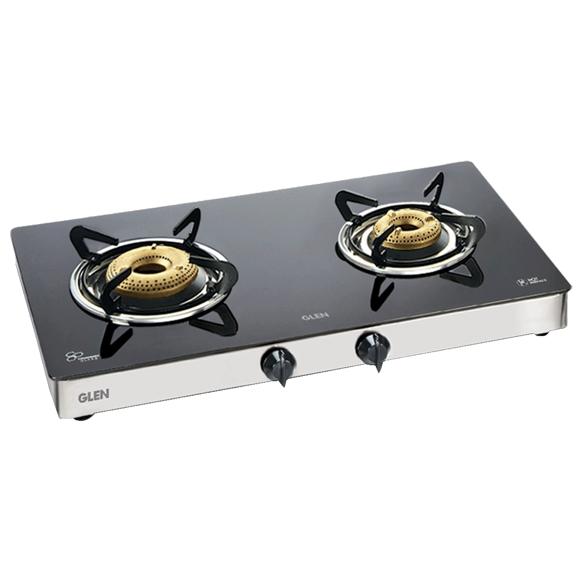 Glen 1021 GT 2 Burner Toughened Glass Gas Stove (Sturdy Pan Supports, CT1021GTFBHF, Black)_1